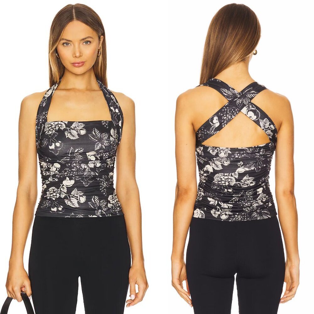 New Free People Tommie Knit Black Combo Top Size M